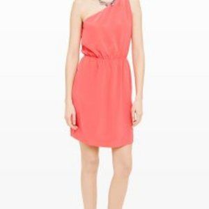 Club Monaco Logan One Shoulder Dress, 100% Silk, Red,Size M